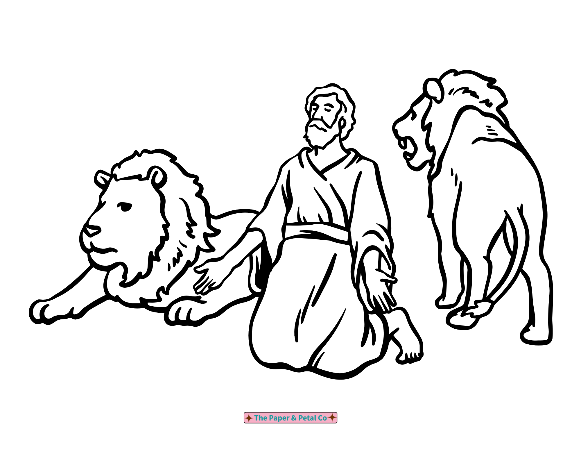 Daniel in the Lions' Den Coloring Sheet