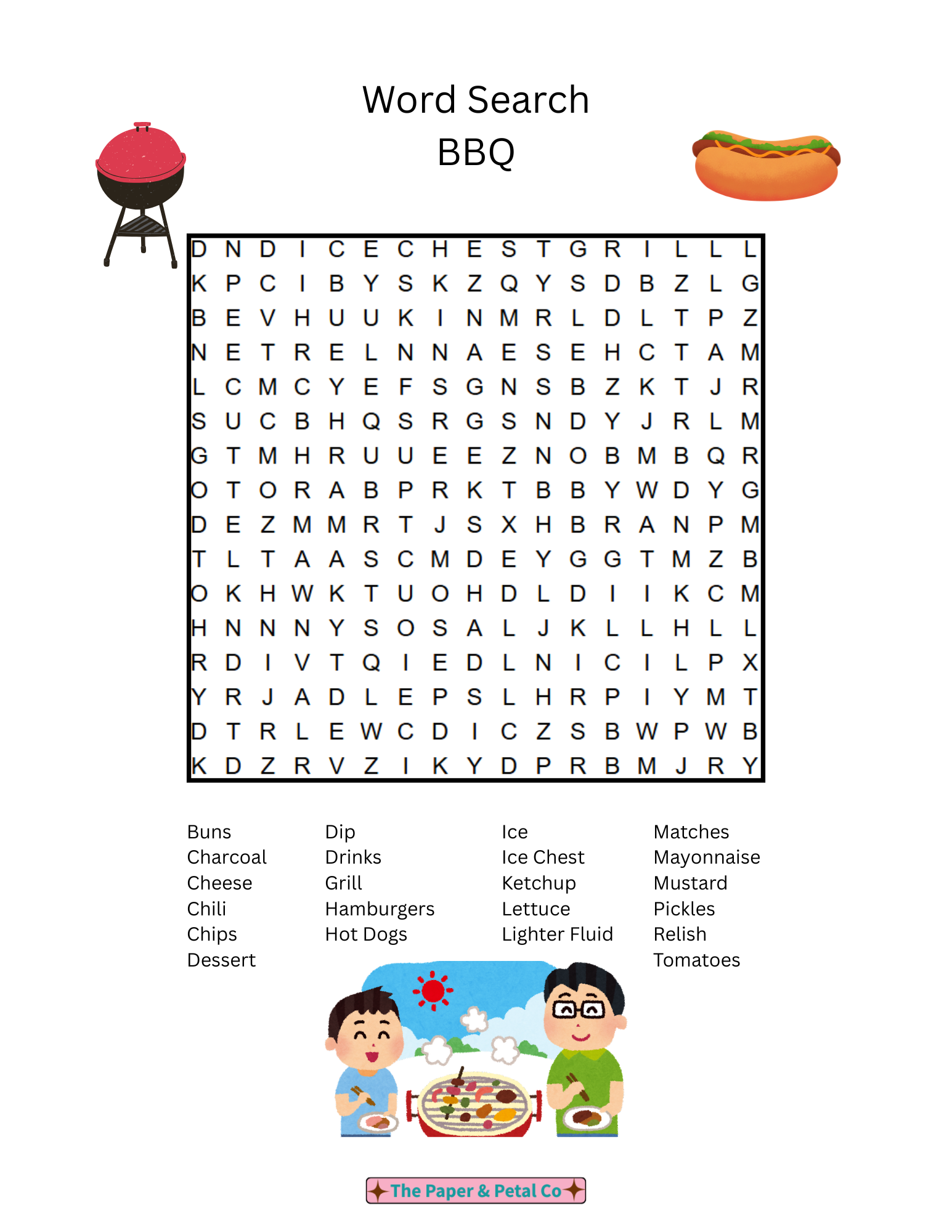 BBQ Word Search Puzzle