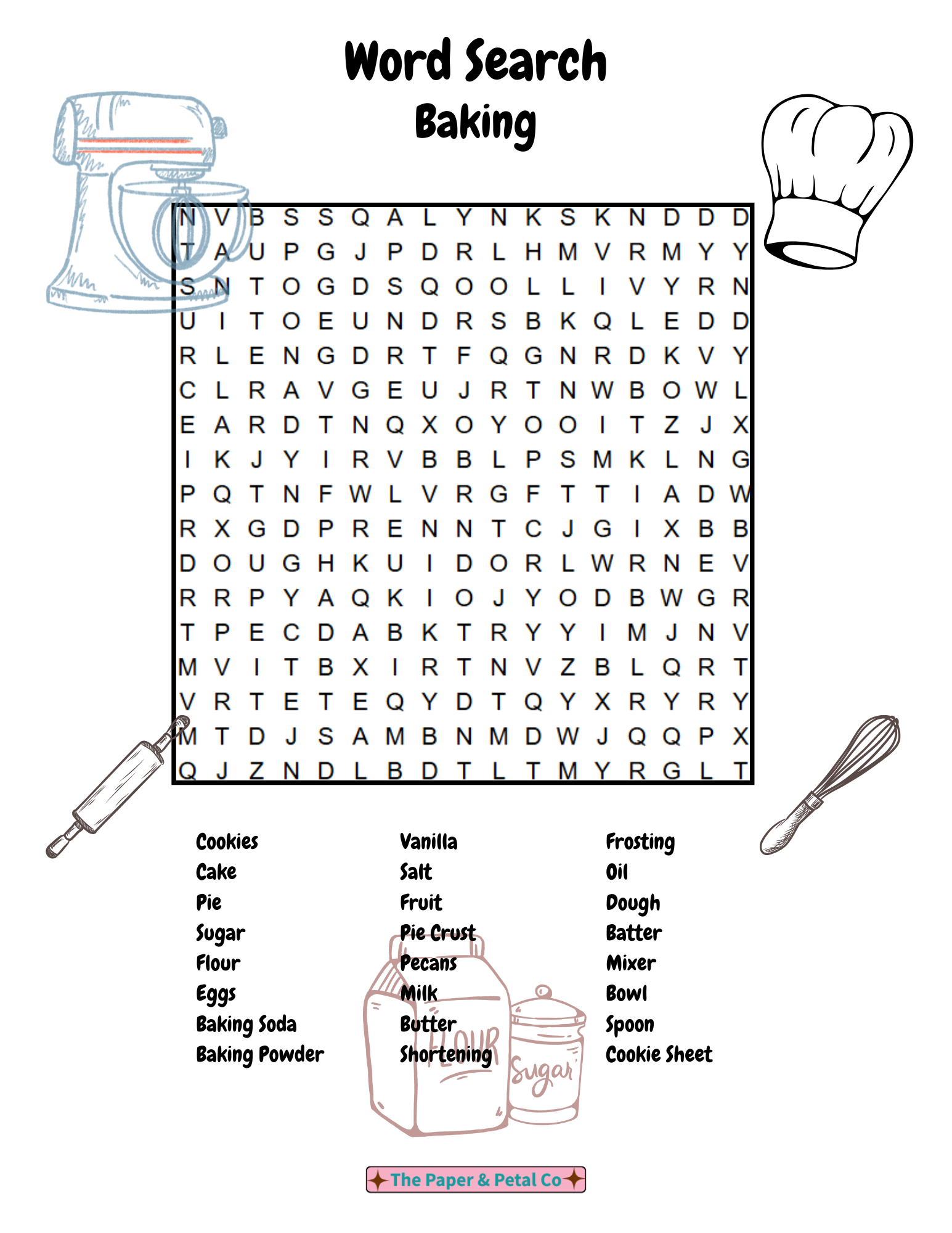 Baking Word Search Puzzle