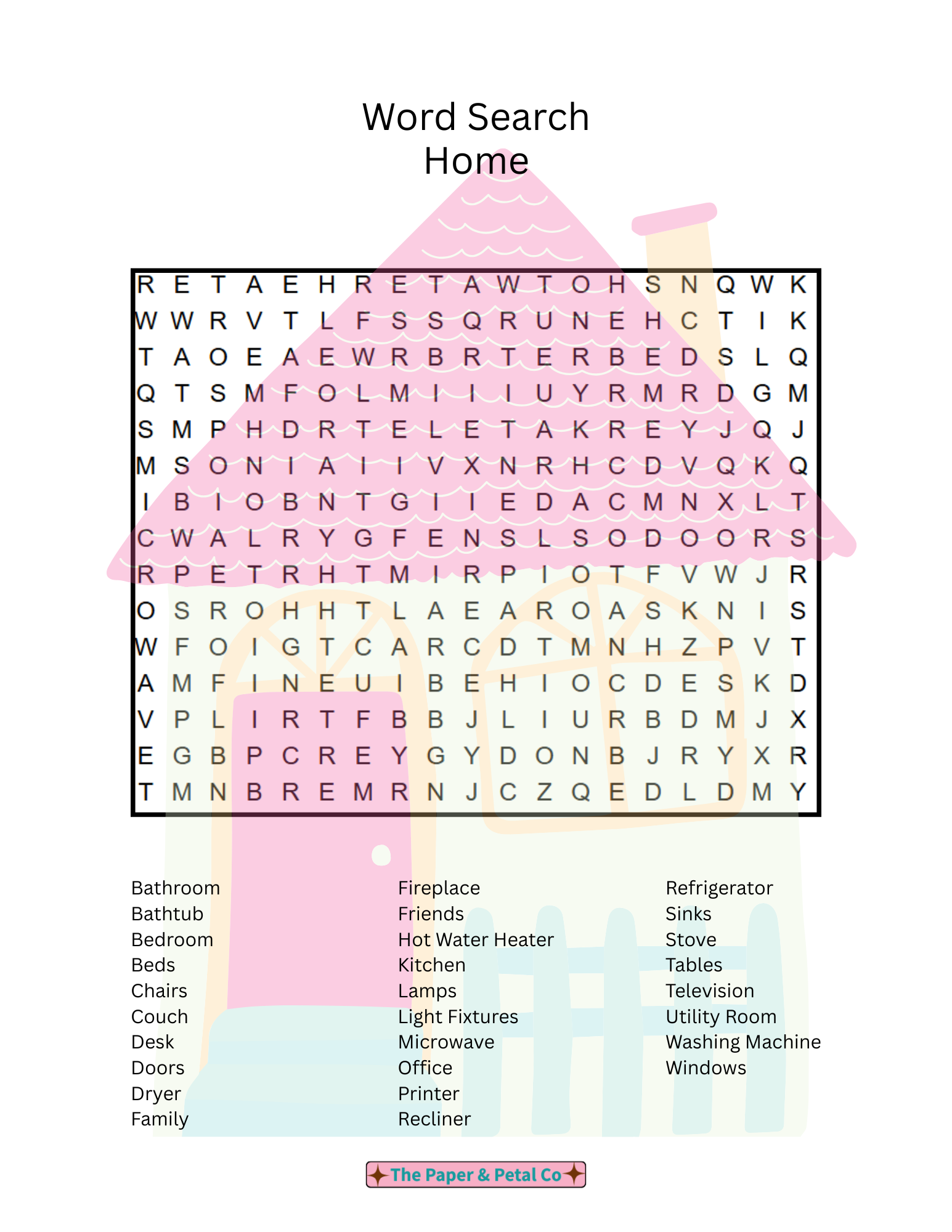 Home Word Search Puzzle