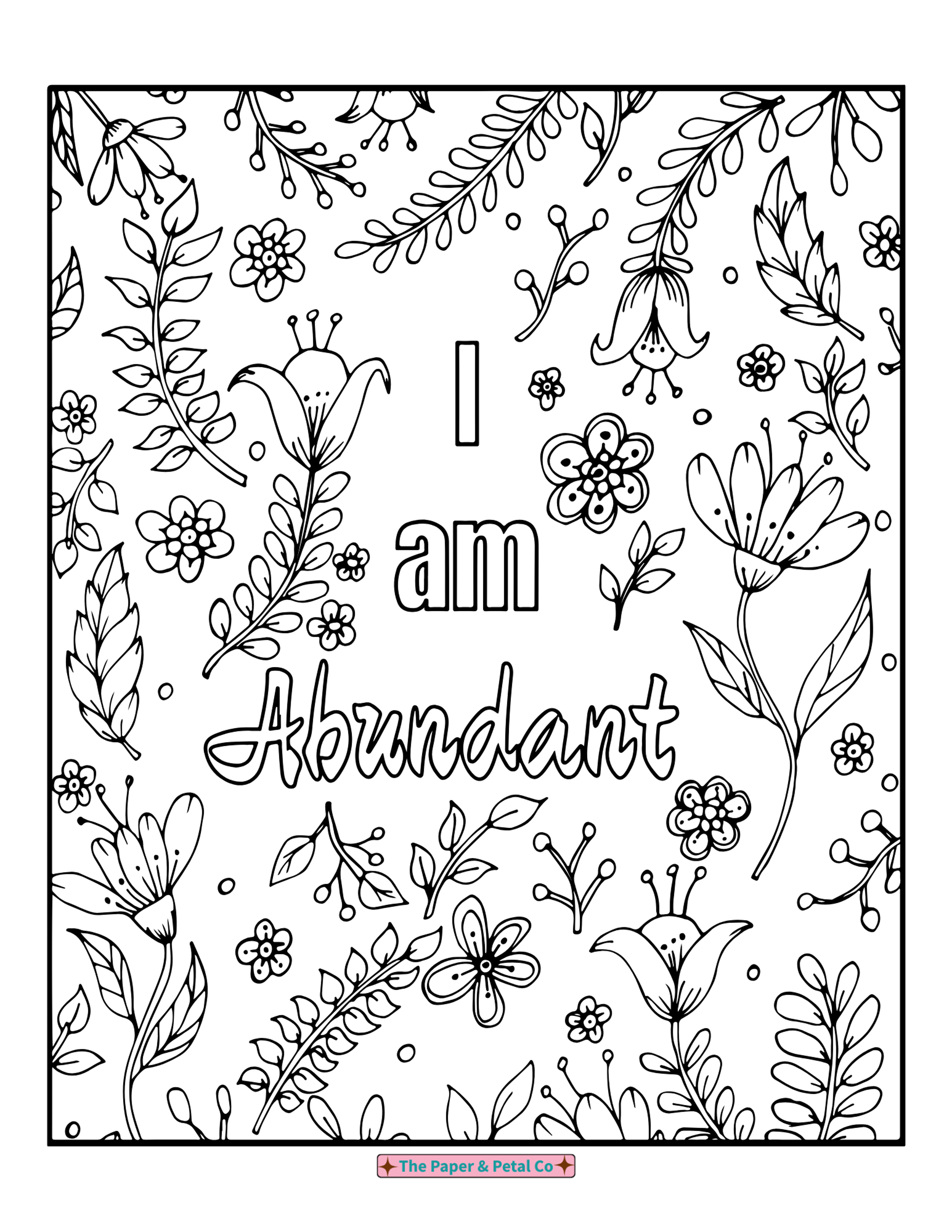 I Am Abundant Coloring Sheet