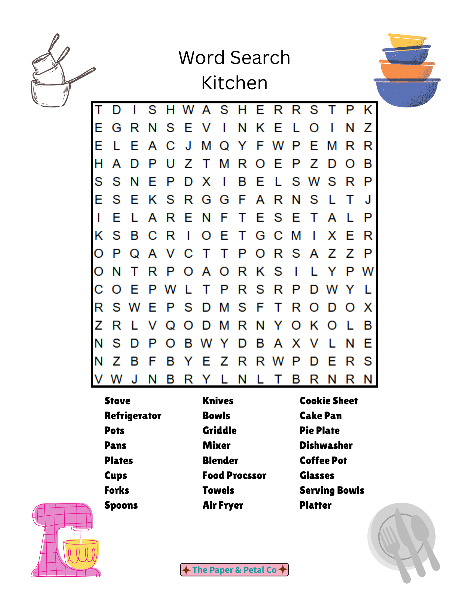 Kitchan Word Search Puzzle
