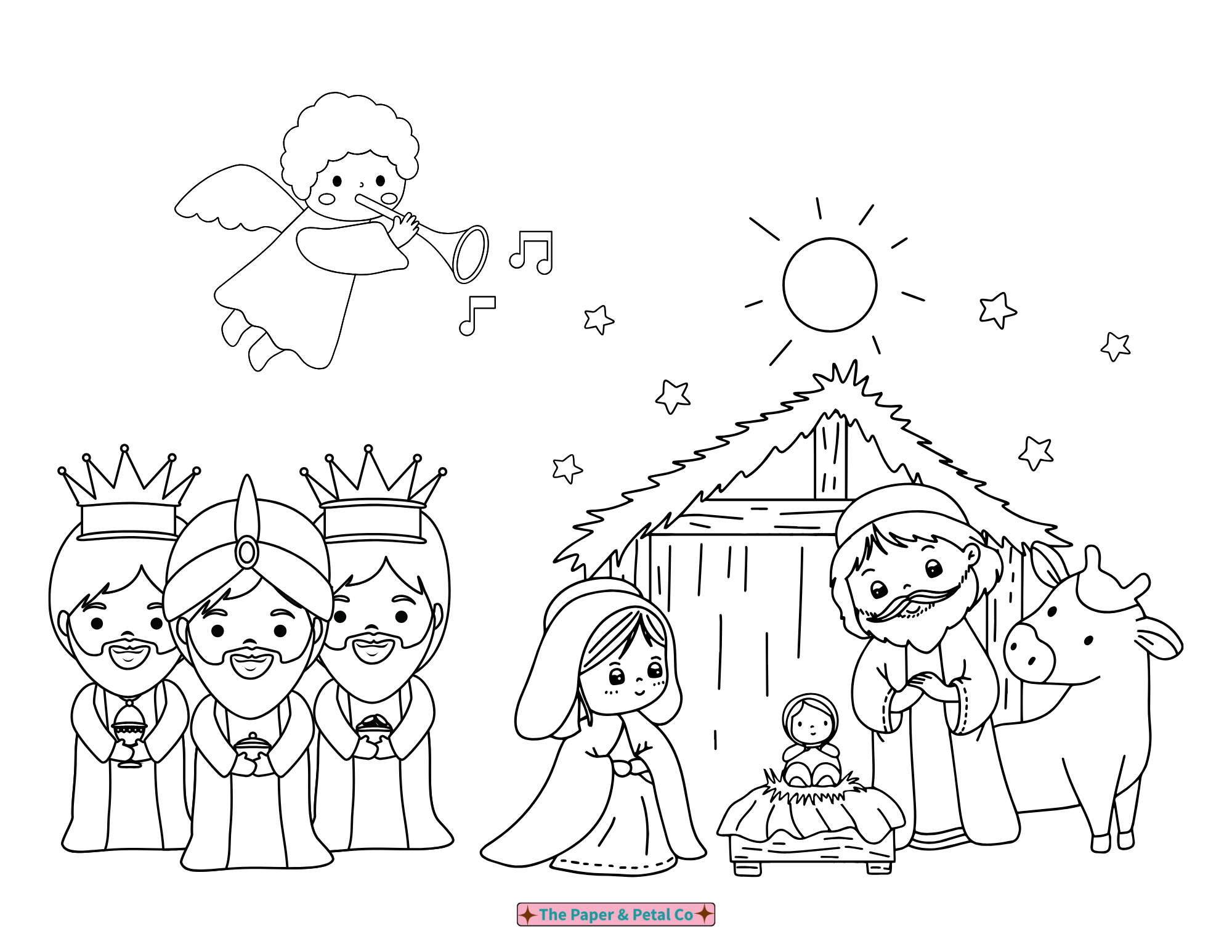 Nativity Scene Coloring Sheet