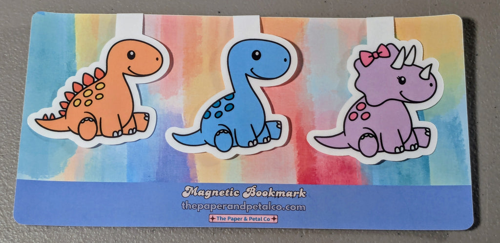 Dino Magnetic Bookmark Set