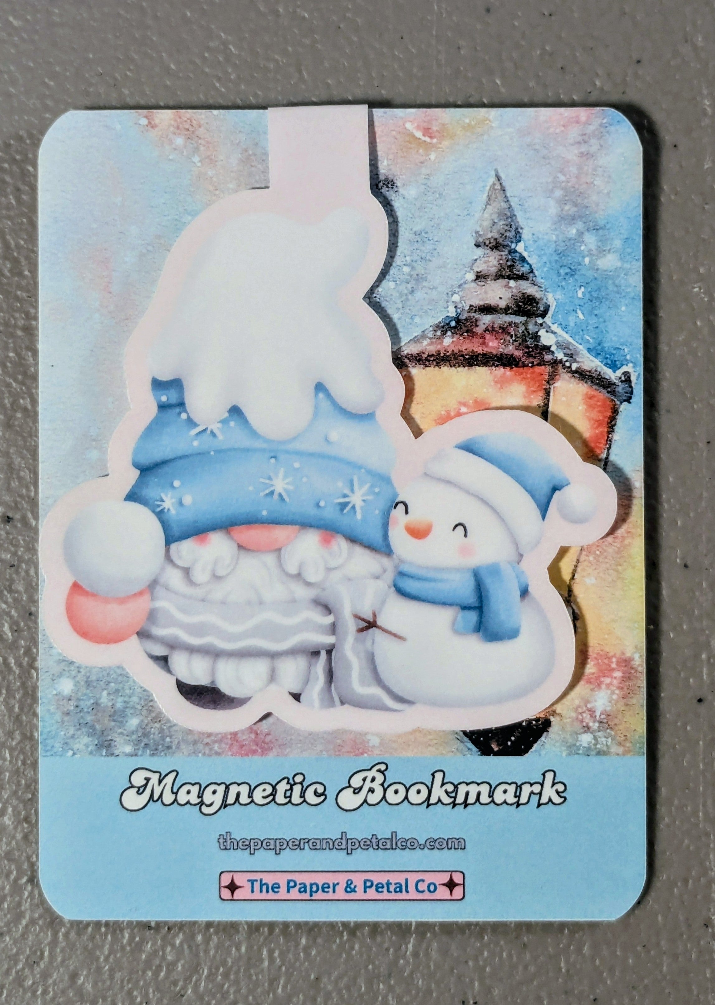 Gnome with a Snowman Magnetic Bookmark