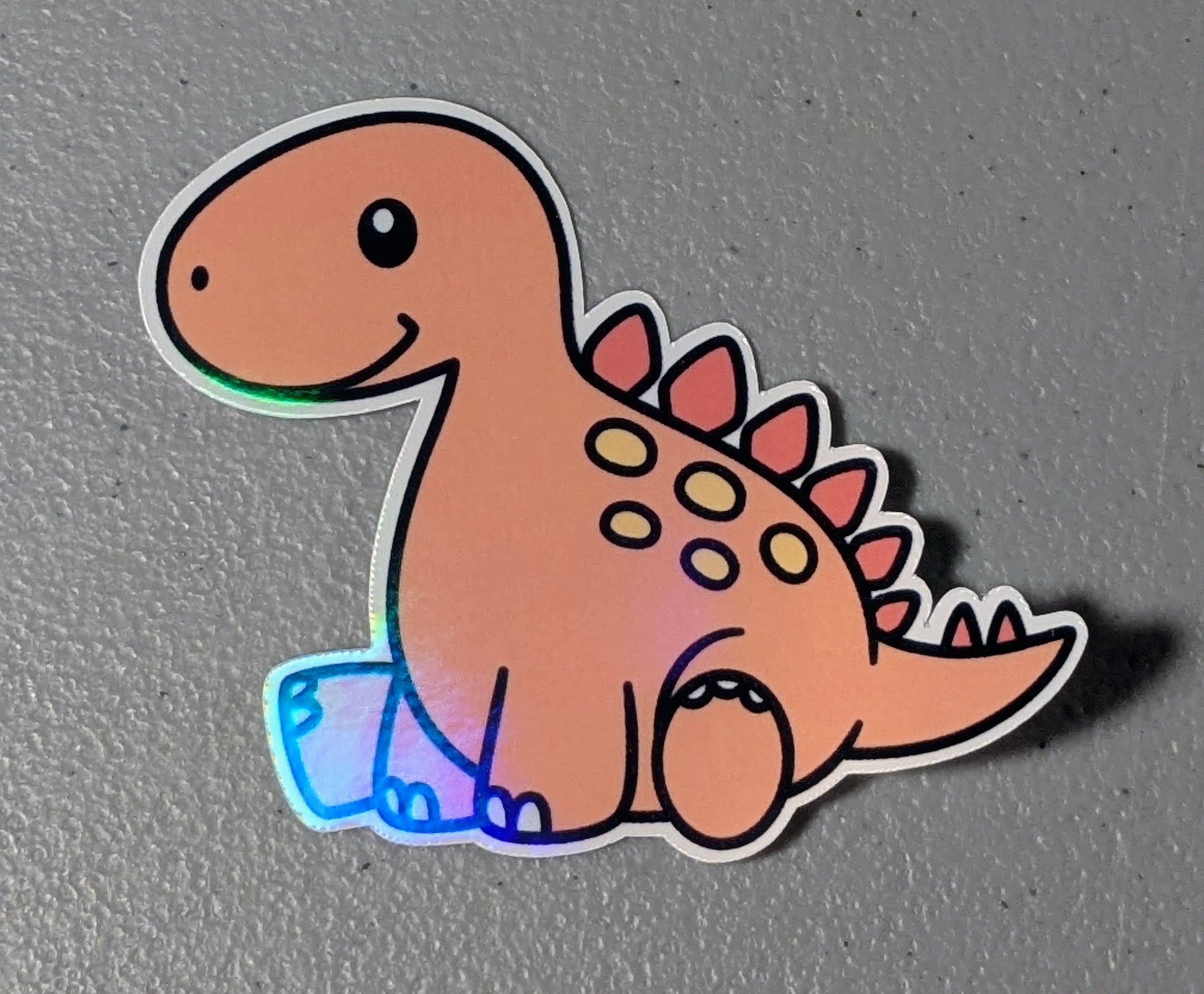 Orange Dinosaur Die Cut Sticker