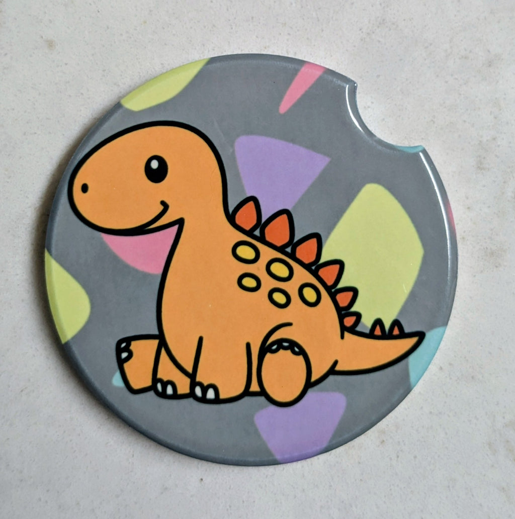Orange Baby Dino Kids Car Coaster